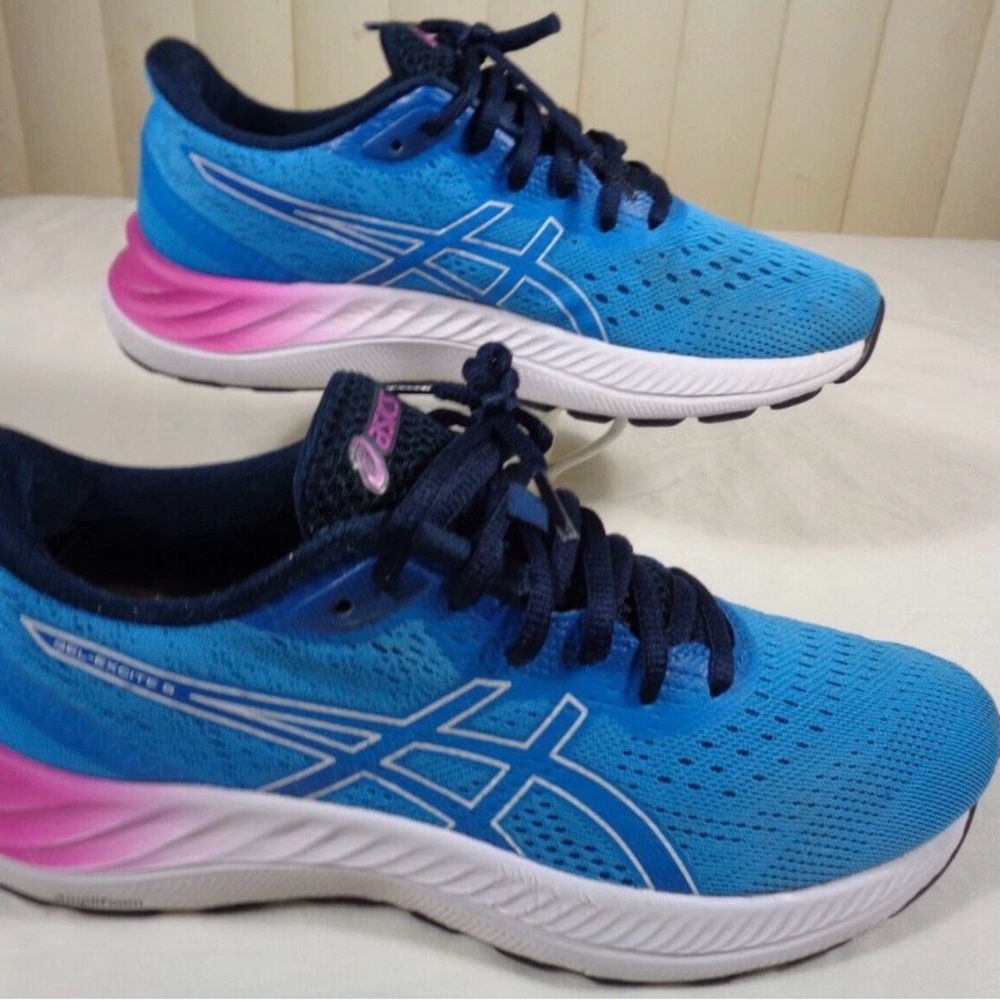 ASICS Blue and Pink Women's Athletic Running Shoes - Picture 3 of 12